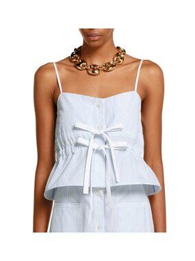 NWT GUCCI Cotton Striped Top White Blue Fil Coupe 100% Authentic Sz 40